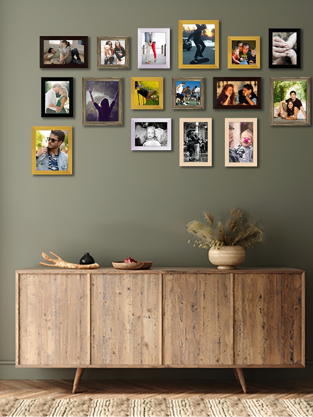 

ArtzFolio Yellow White 16 Pieces Wooden Wall Photo Frames