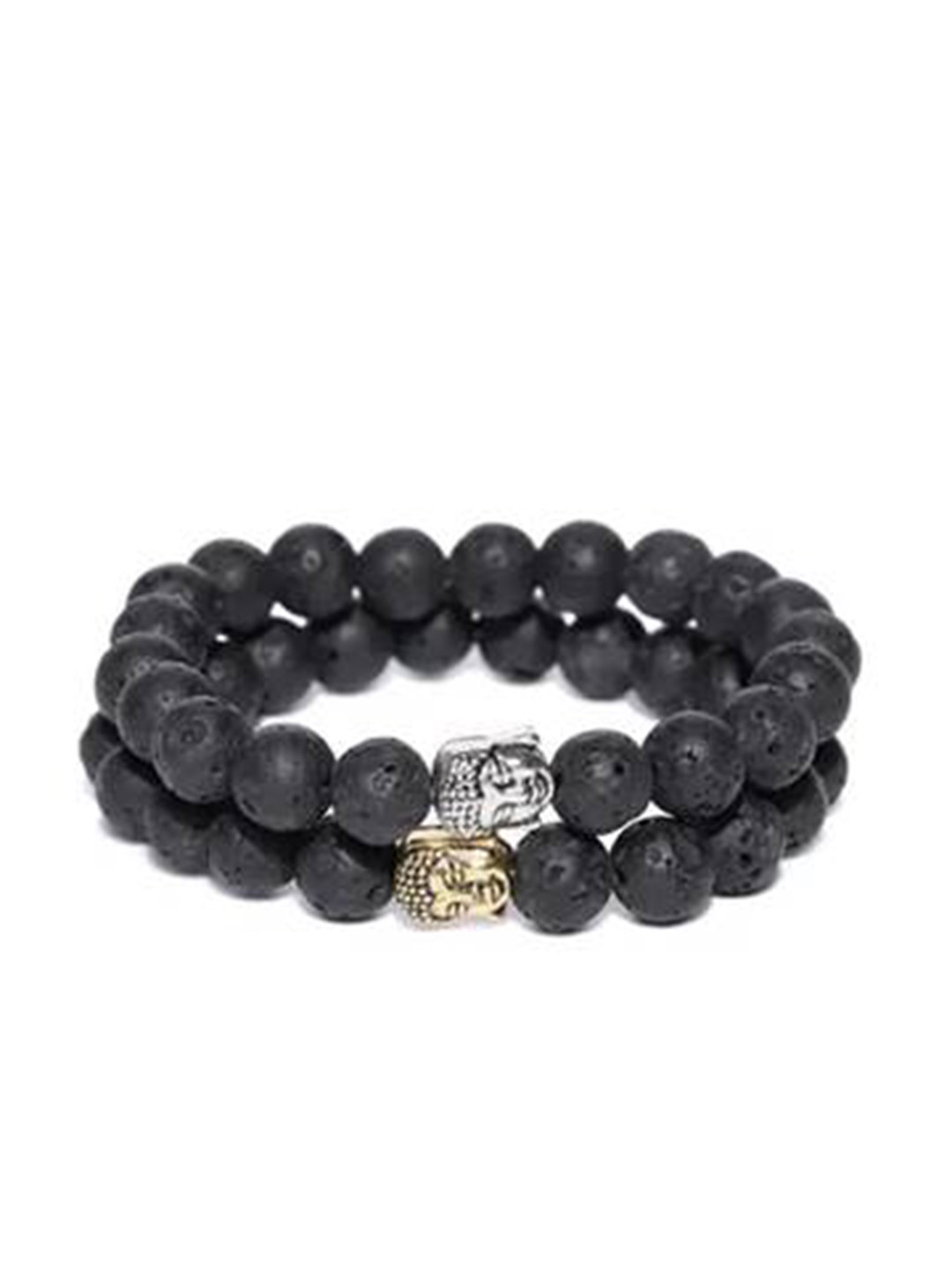 

The Pari Set of 2 Beaded Elasticated Bracelets, Gold