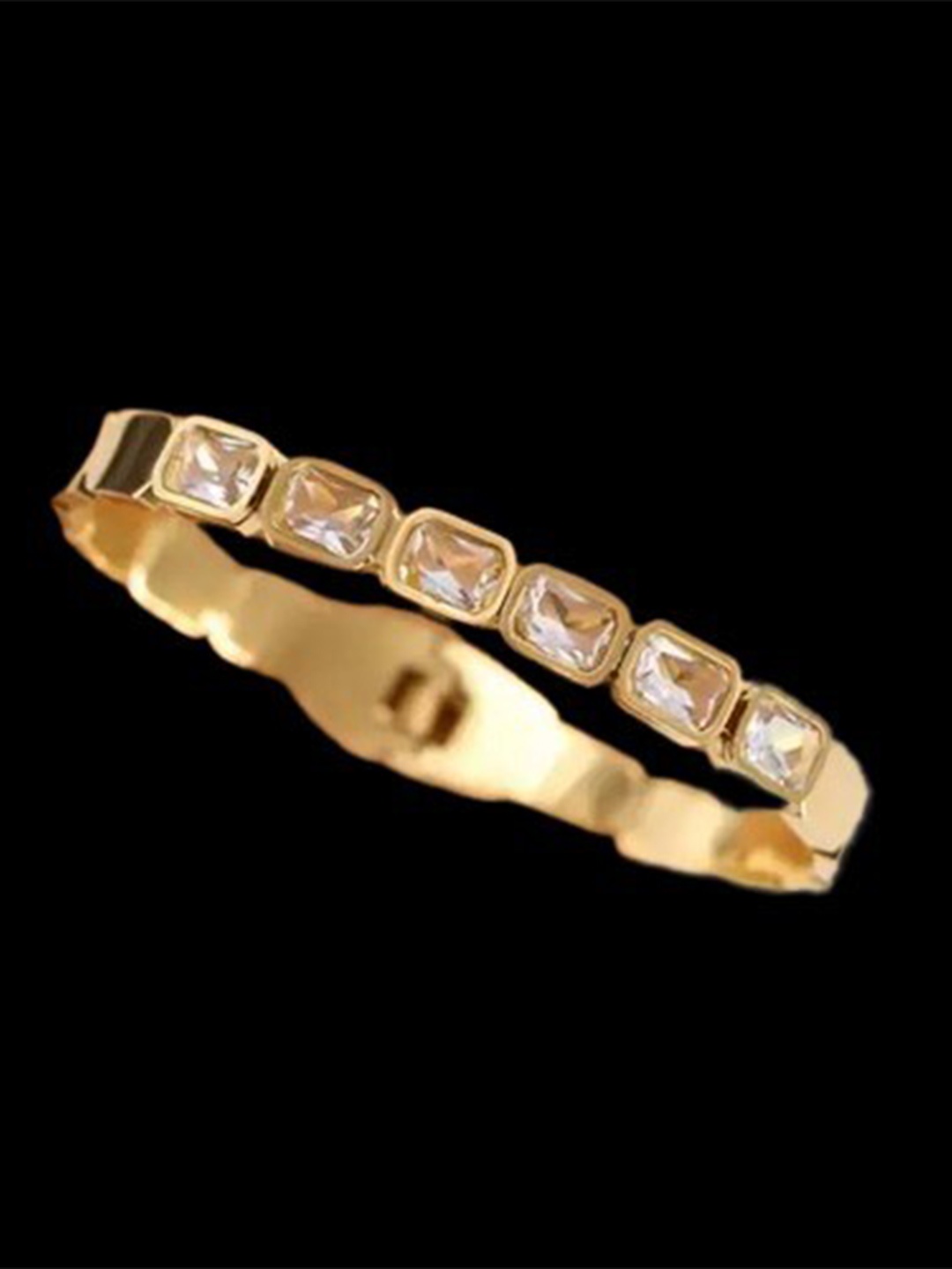 

The Pari Gold-Plated Stone Studded Bangle-Style Bracelet