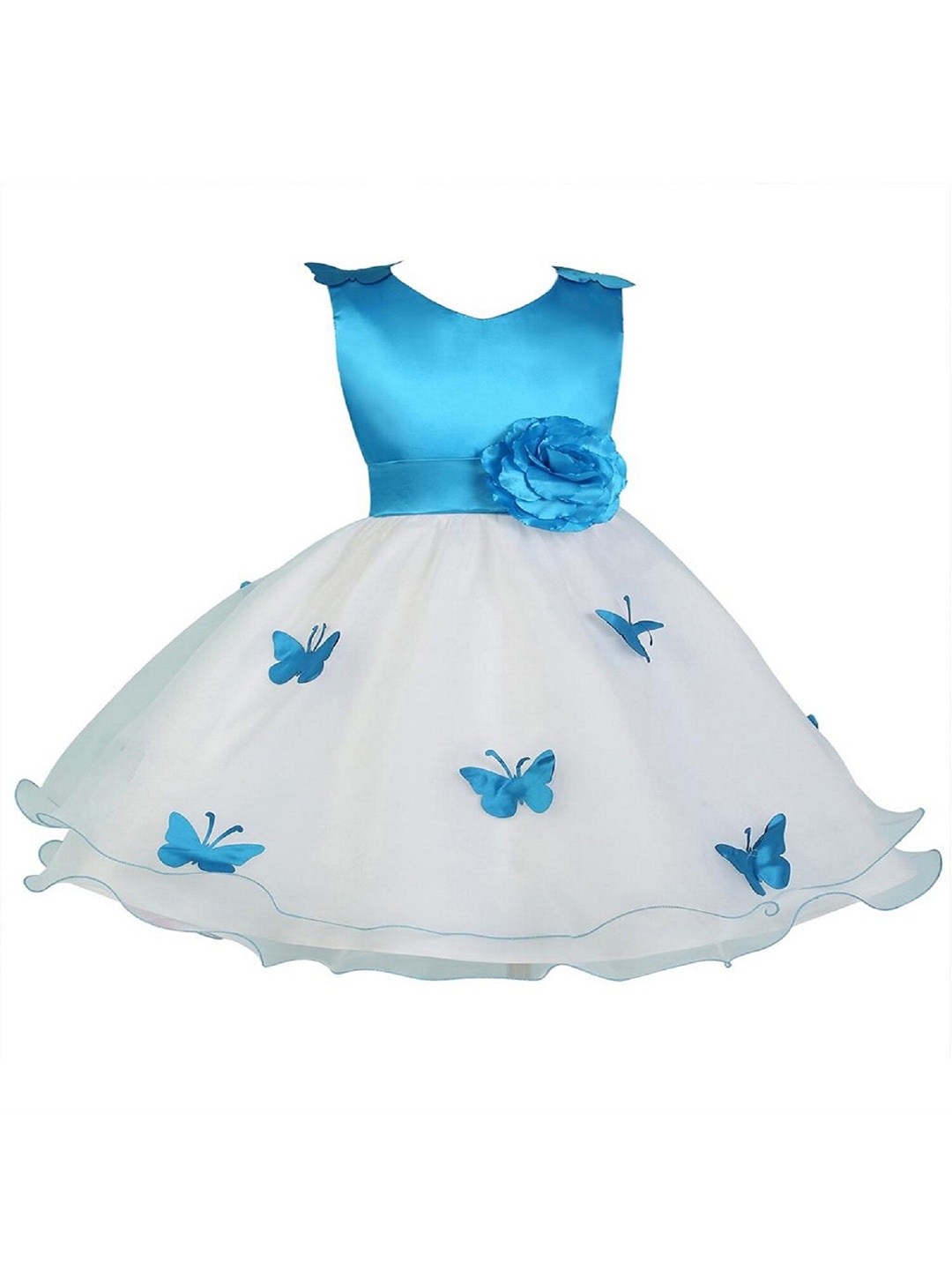 

BAESD Girls Embellished Flared Fit & Flare Round Neck Dress, Blue