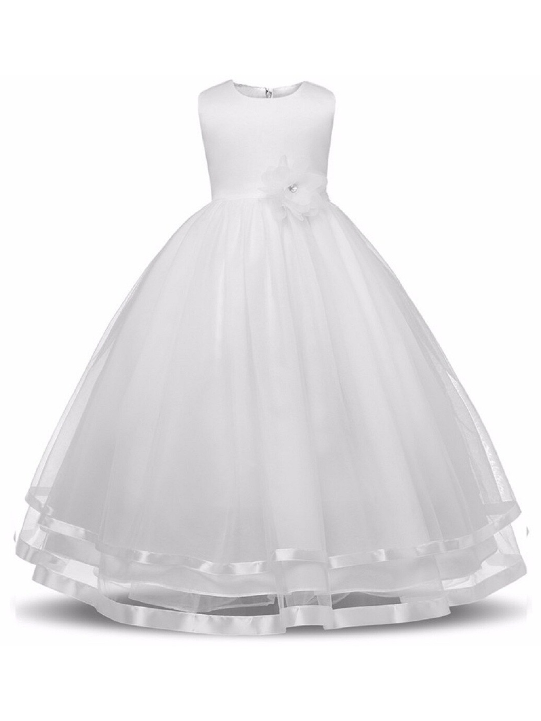 

BAESD Girls Satin Maxi Balloon Dress, White