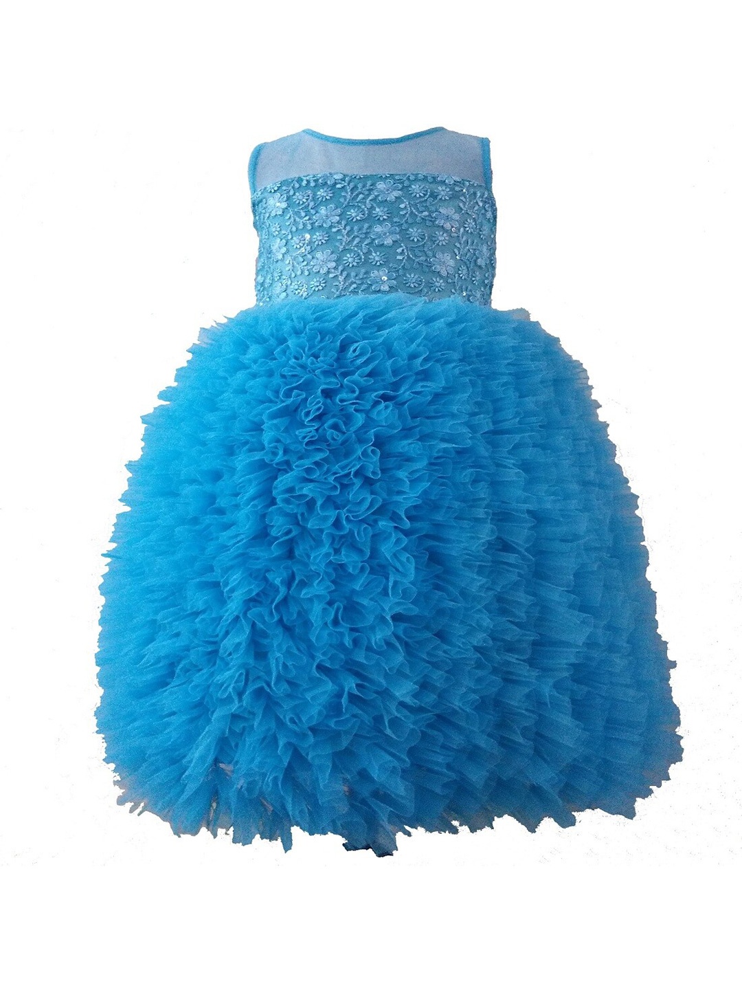 

BAESD Girls Satin Embellished Maxi Barbie Dress, Turquoise blue