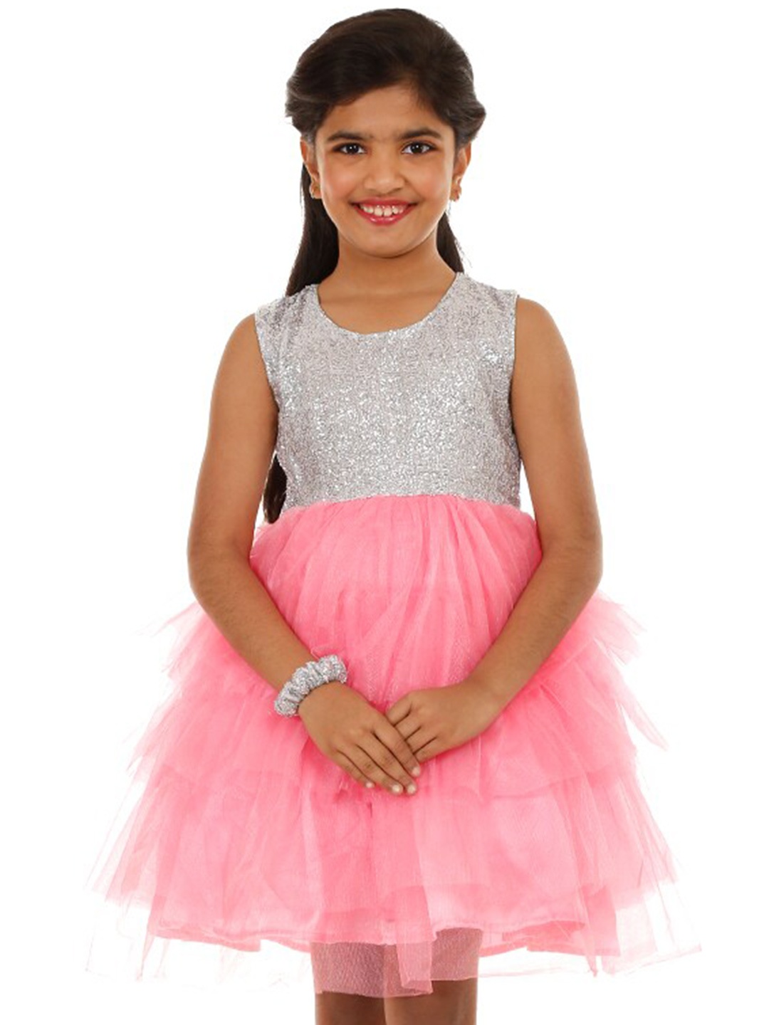 

BAESD Girls Embellished Satin Fit & Flare Dress, Peach