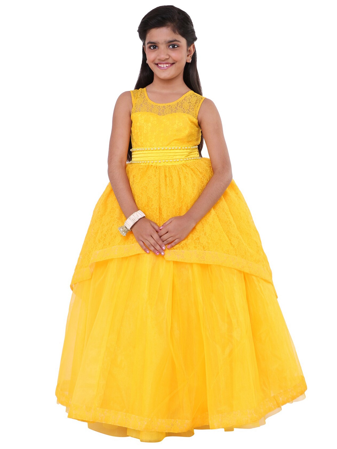 

BAESD Girls Ruffles Satin Maxi Dress, Yellow