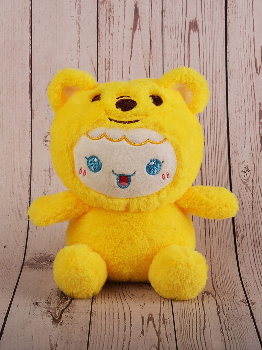 

DukieKooky Unisex Kids Bunny With Teddy Hood Soft Toy, Yellow