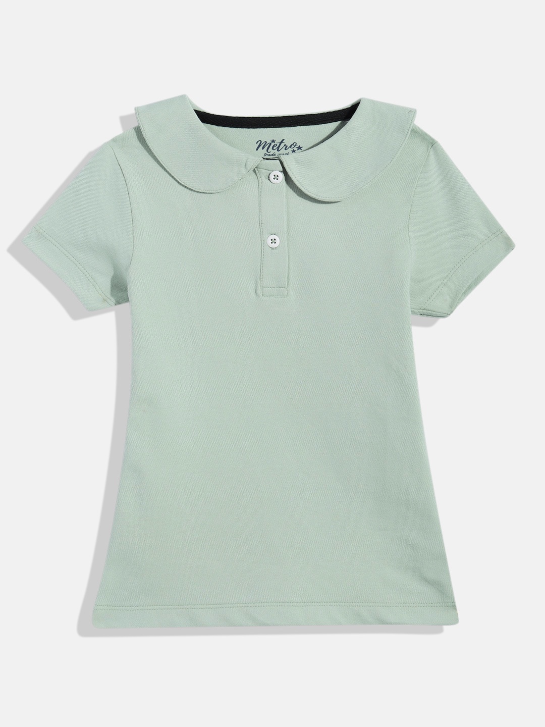 

METRO KIDS COMPANY Girls Peter Pan Collar T-shirt, Green