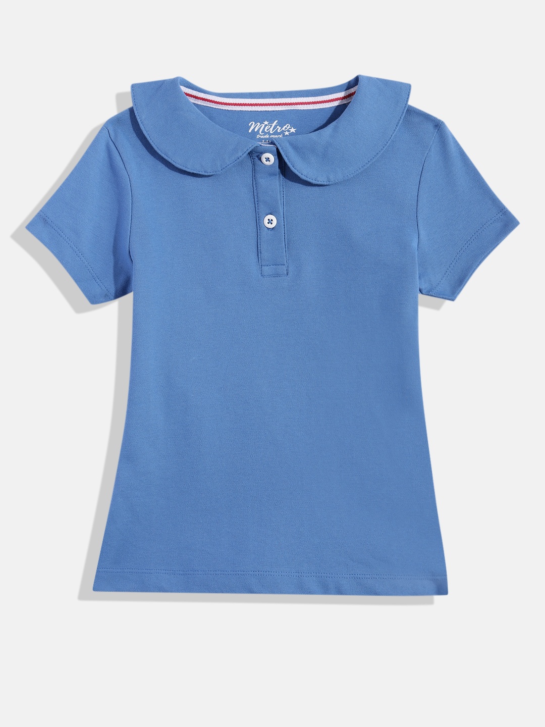 

METRO KIDS COMPANY Girls Peter Pan Collar T-shirt, Blue