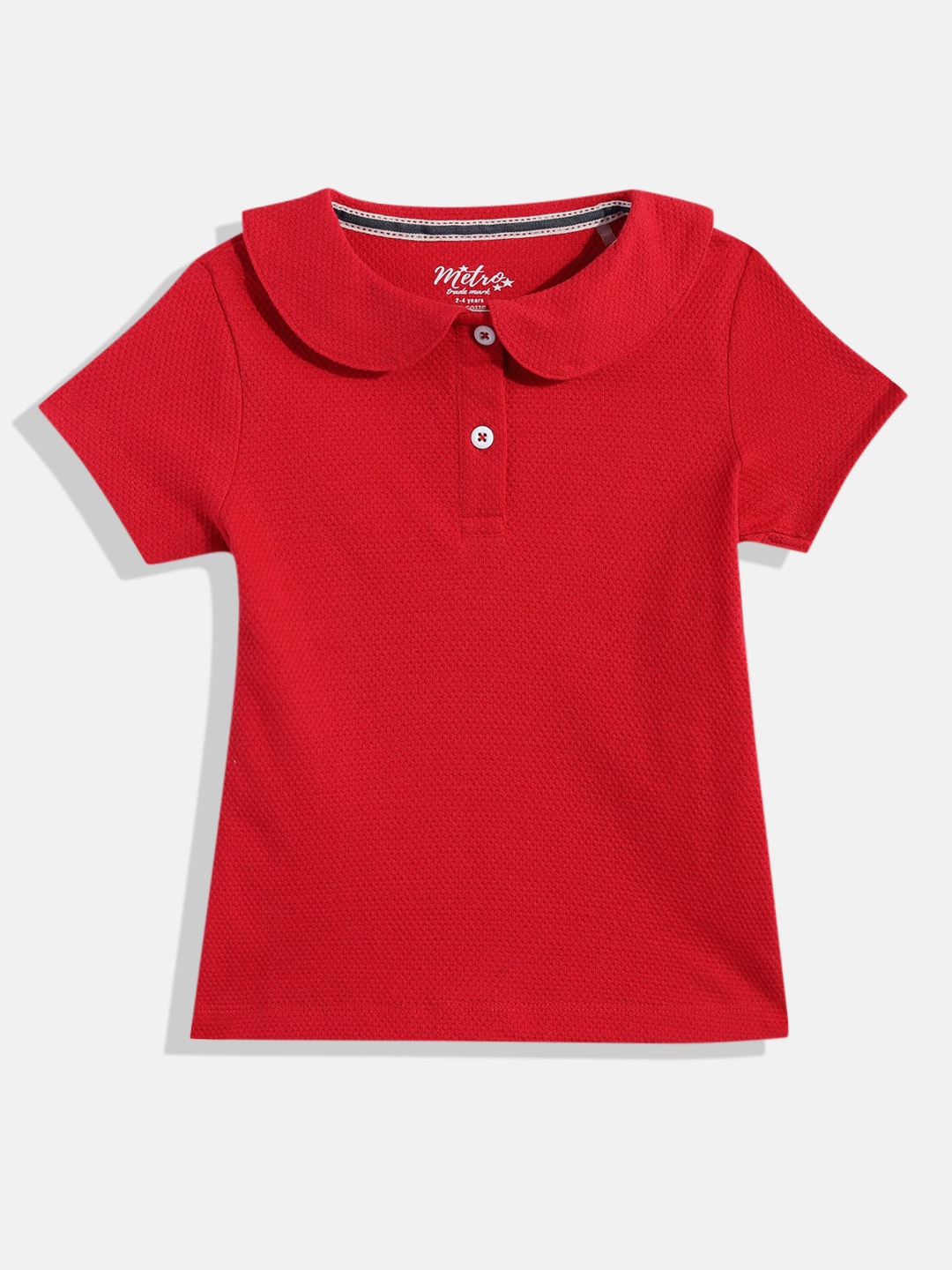 

METRO KIDS COMPANY Girls Peter Pan Collar T-shirt, Red