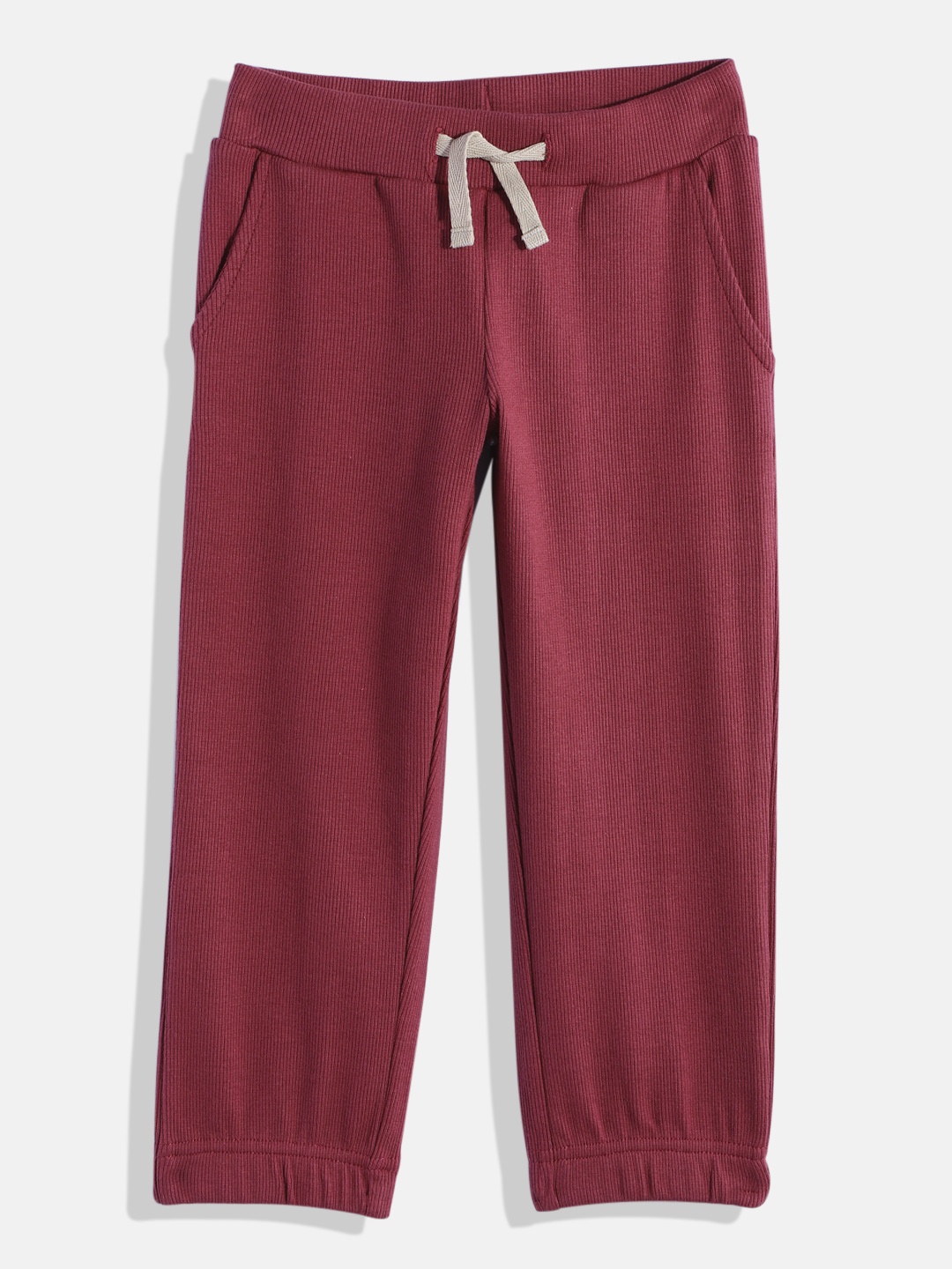 

METRO KIDS COMPANY Girls Solid Cotton Track Pants, Maroon