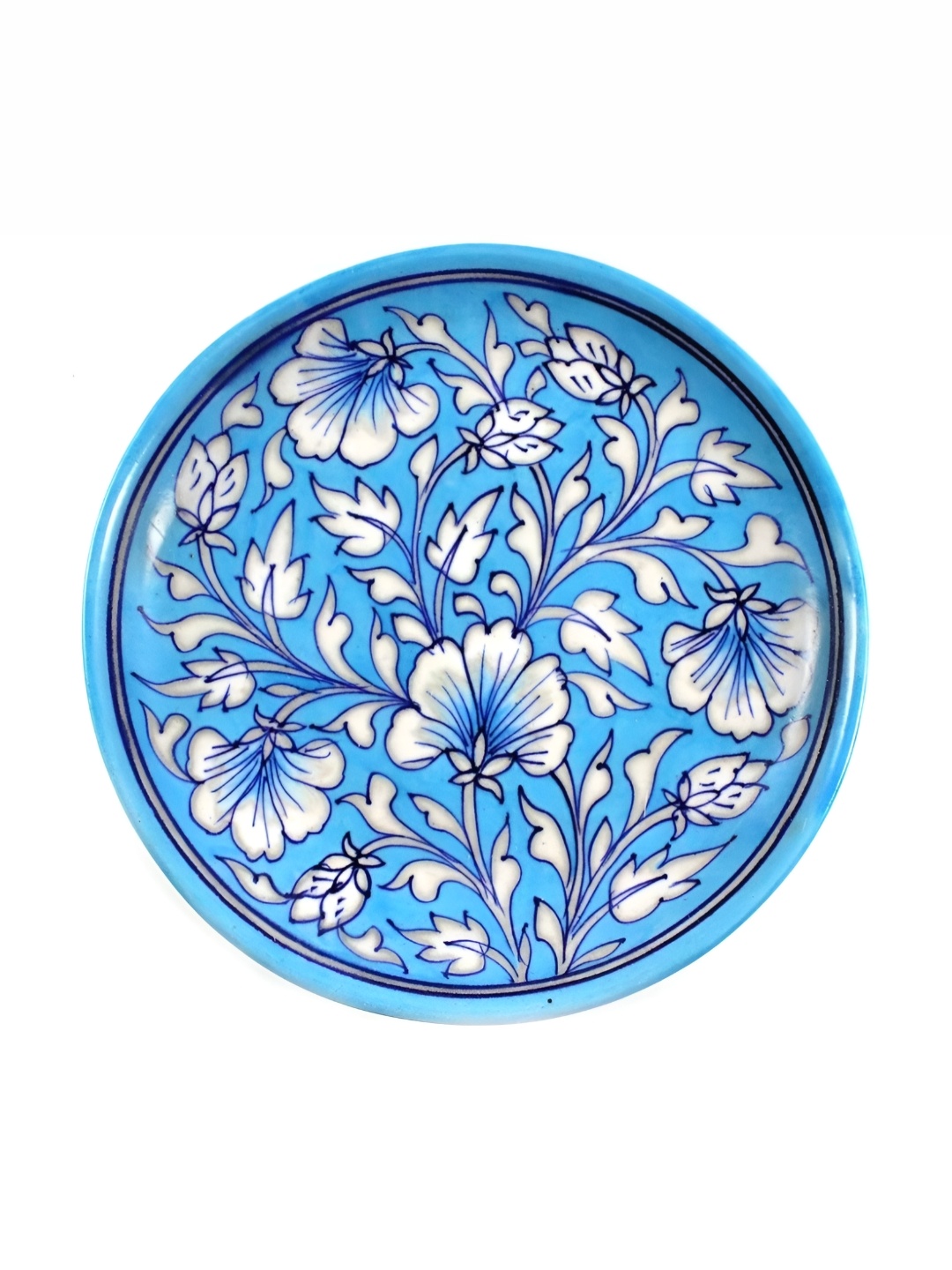 

INDIA MEETS INDIA Blue & white Floral Ceramic Plate Wall Art
