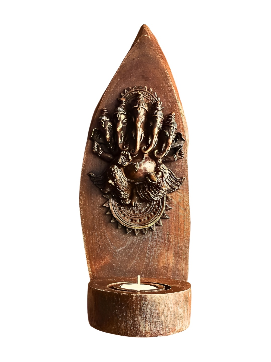 

INDIA MEETS INDIA Brown & Black Religious Wooden Ganesh Wall Decor