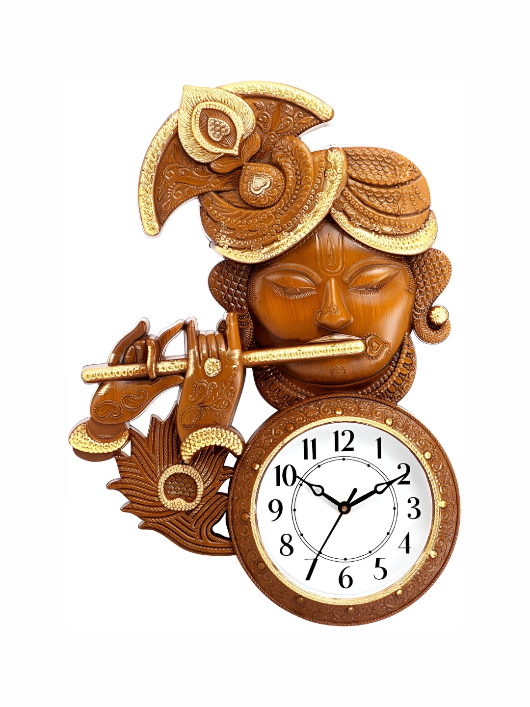 Attractionz Brown & White Textured Round Analogue Traditional Clocks