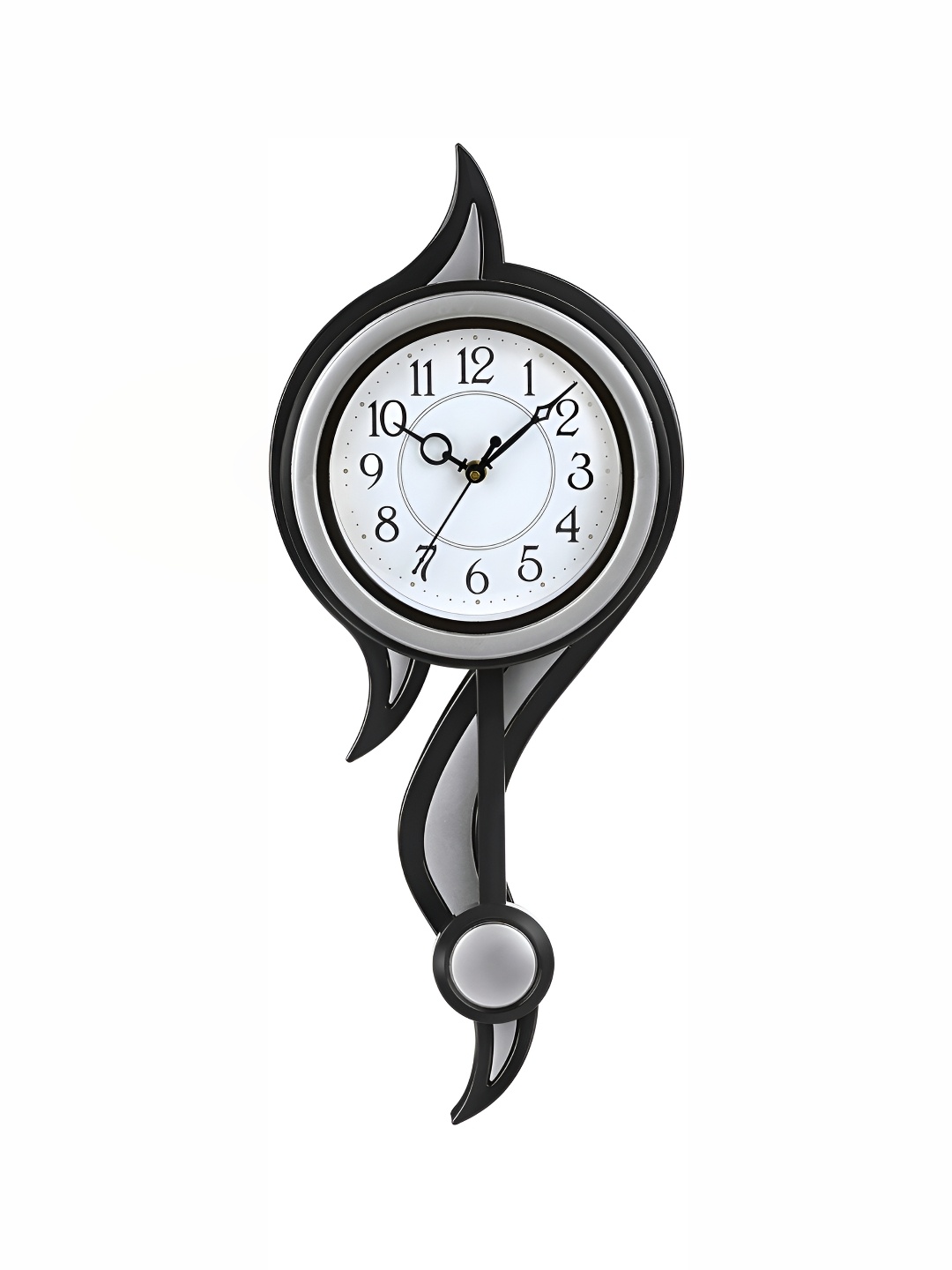 Attractionz Silver-Toned and Black Analogue Wall Clock Core