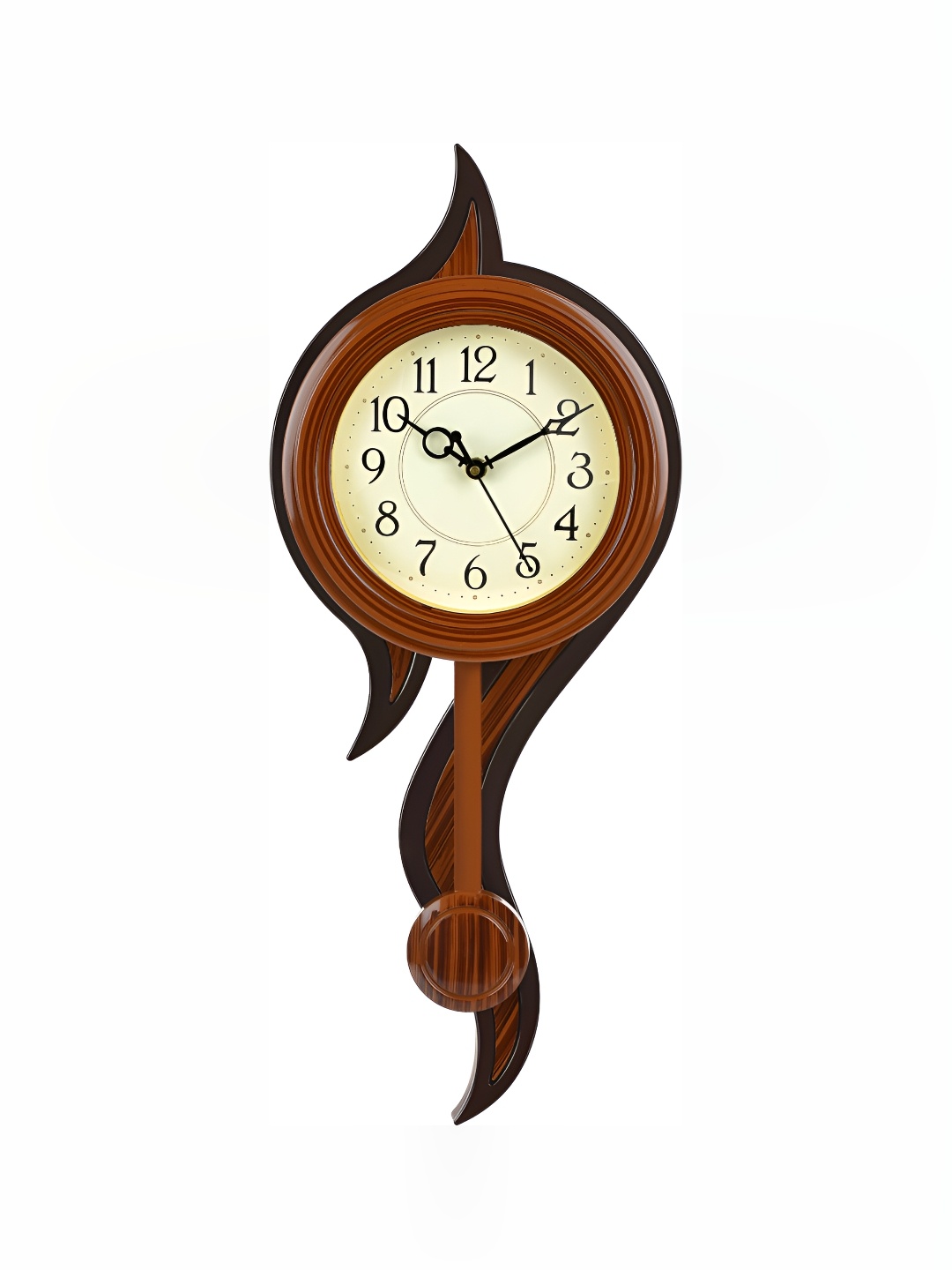Attractionz Brown & White Textured Round Shaped Contemporary Wall Clock
