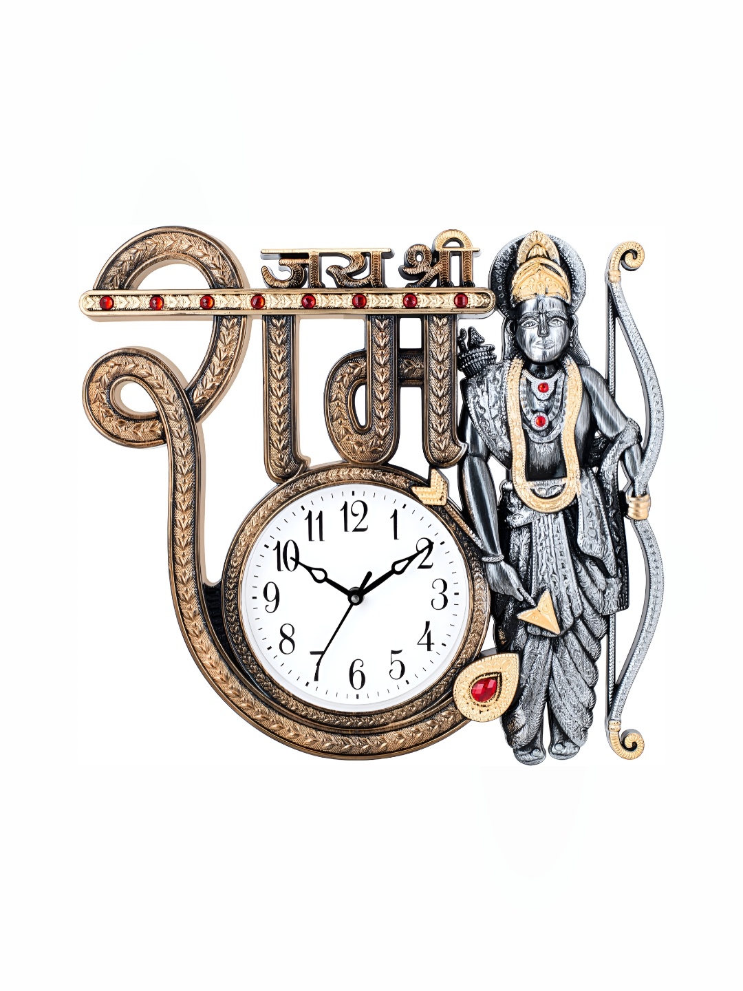 

Attractionz Silver-Toned & Gold-Toned Textured Analogue Traditional Wall Clock