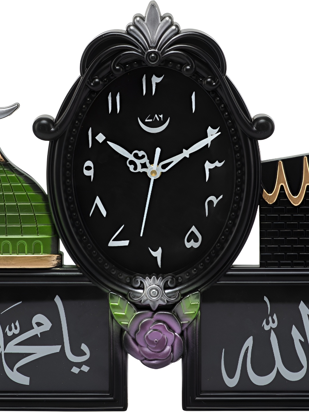 Attractionz Black & Green Textured Analogue Traditional Wall Clock