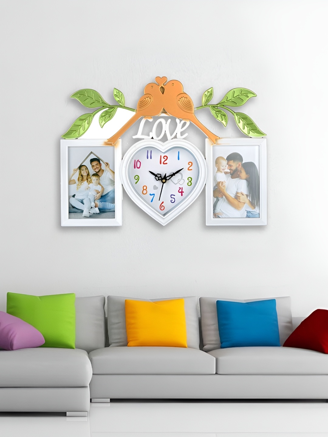 Attractionz White Heart Shaped Contemporary Wall Clock