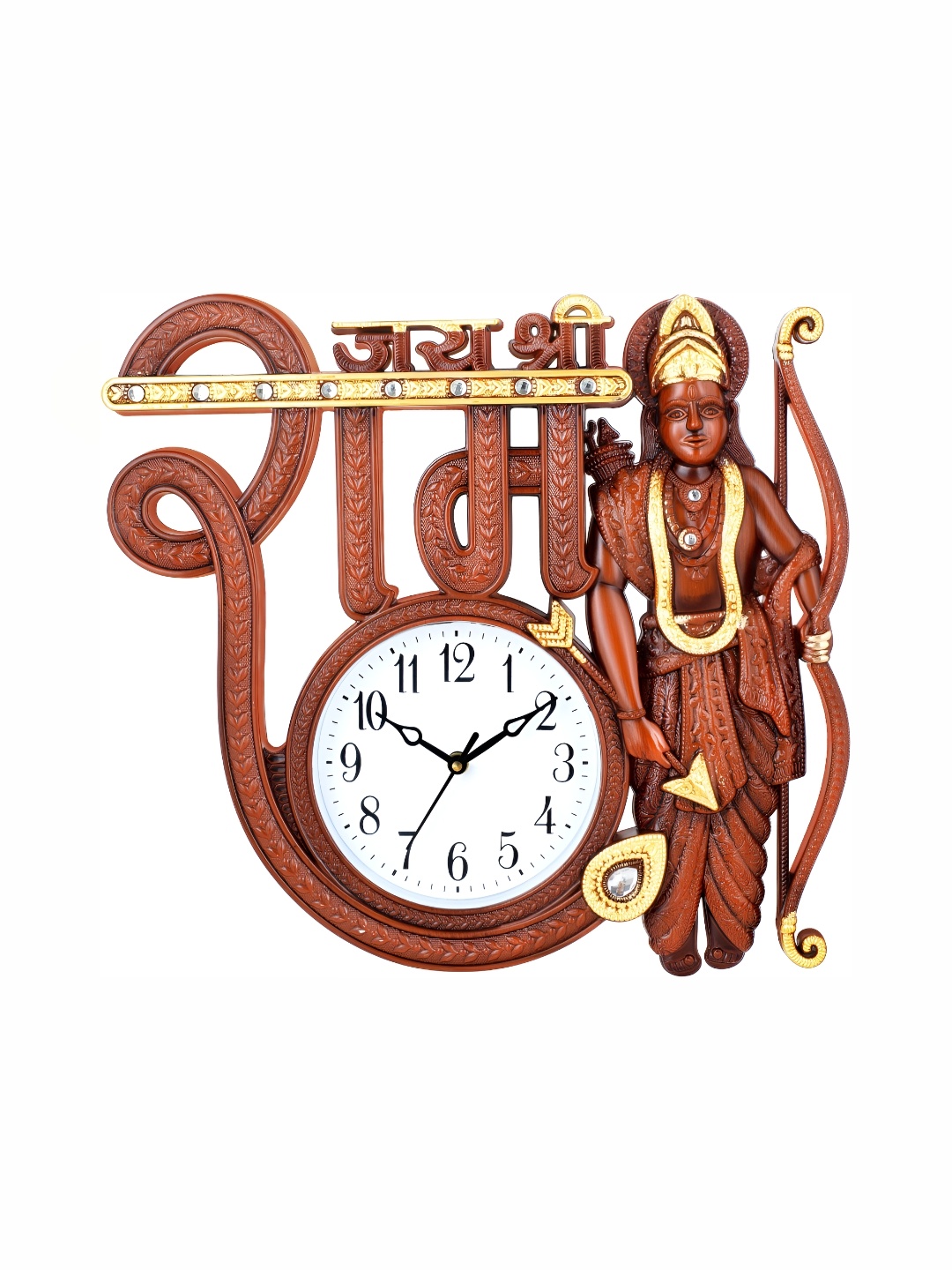 Attractionz Brown & White Round Textured Contemporary Wall Clock