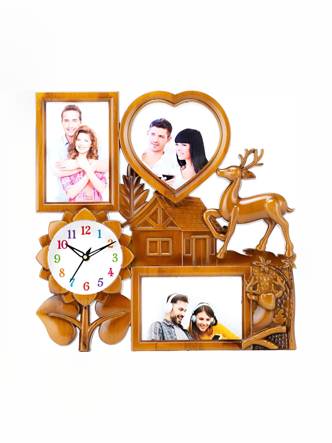 Attractionz Beige & White Textured Analogue Contemporary Wall Clock