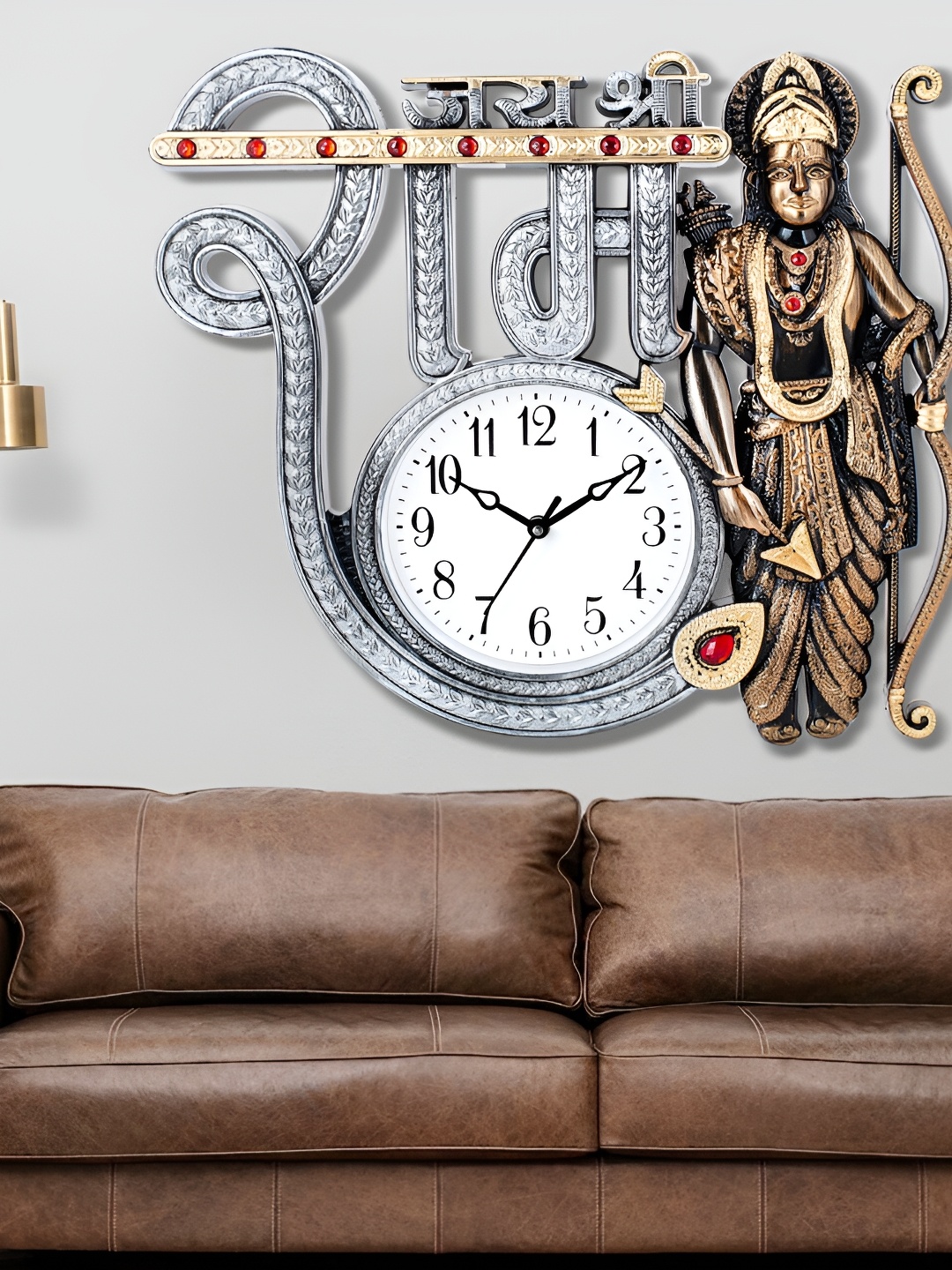 Attractionz Silver-Toned & White Textured Traditional Wall Clock