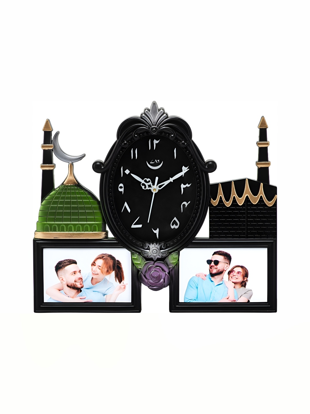 

Attractionz Black & White Printed Oval Acrylic Traditional Wall Clock
