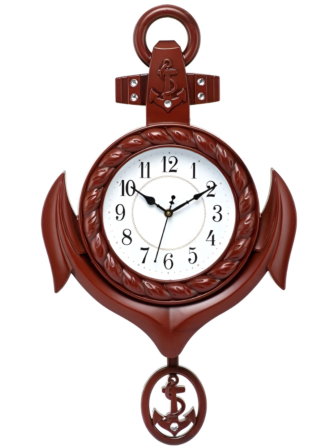 Attractionz Brown & White Printed Round Acrylic Contemporary Wall Clock