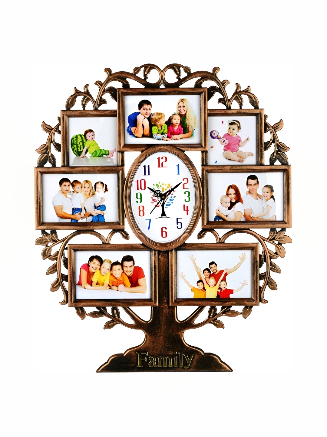 Attractionz Brown & White Printed Oval Acrylic Contemporary Wall Clock