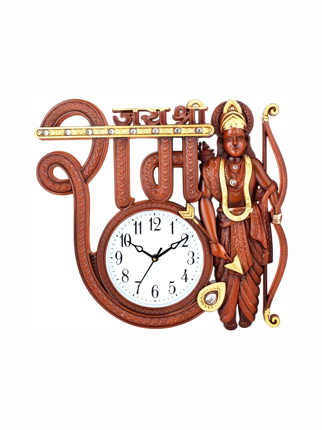 Attractionz Brown & White Textured Round Shaped Contemporary Wall Clock