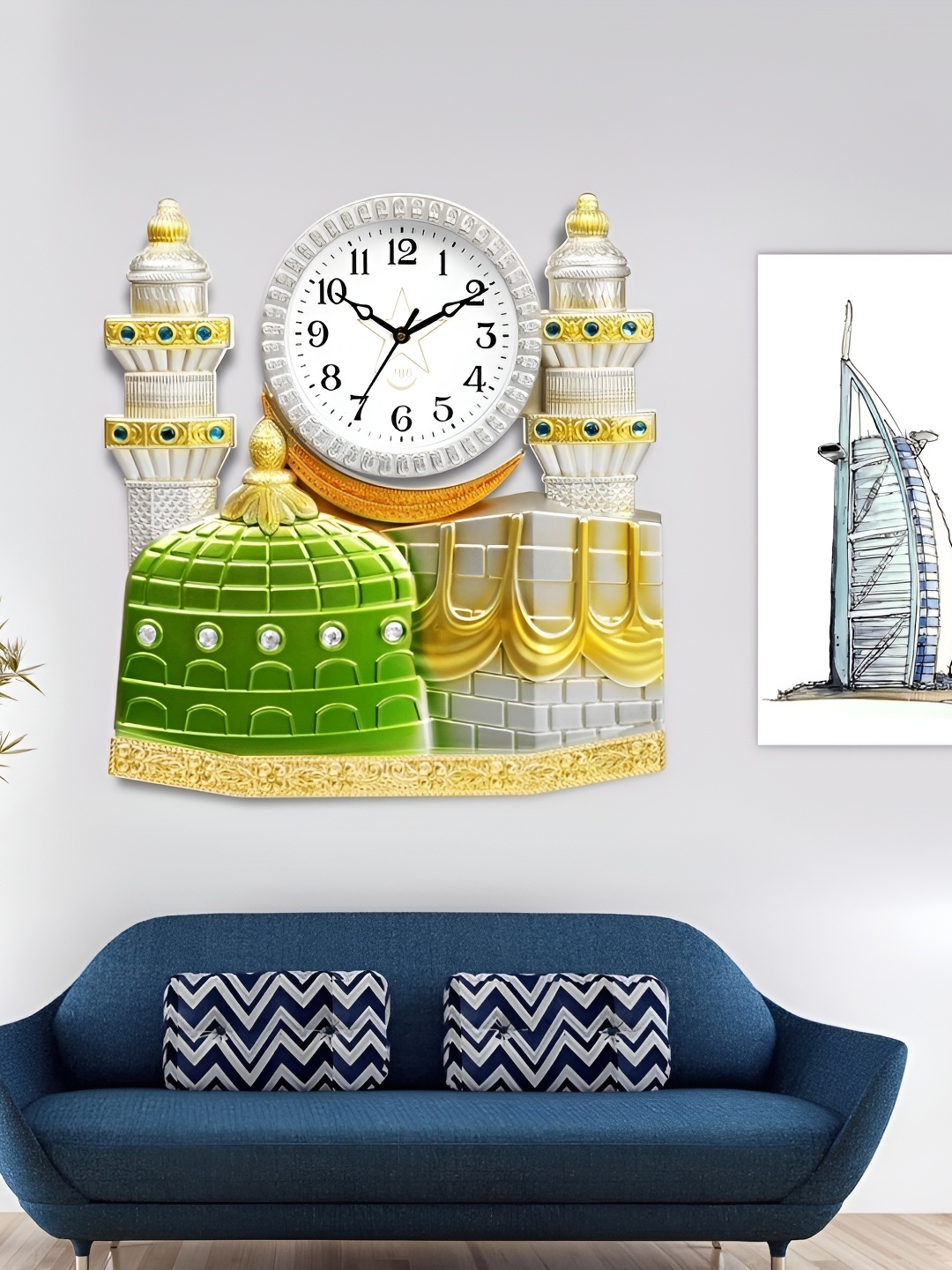 

Attractionz White & Green Textured Contemporary Analogue Wall Clock