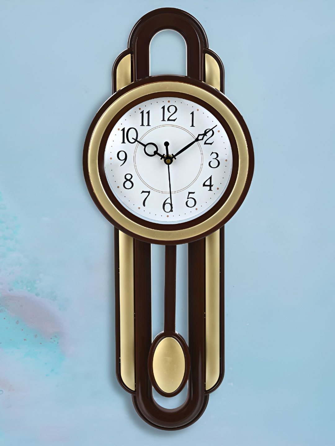 

Attractionz Gold Toned & White Printed Round Acrylic Traditional Wall Clock