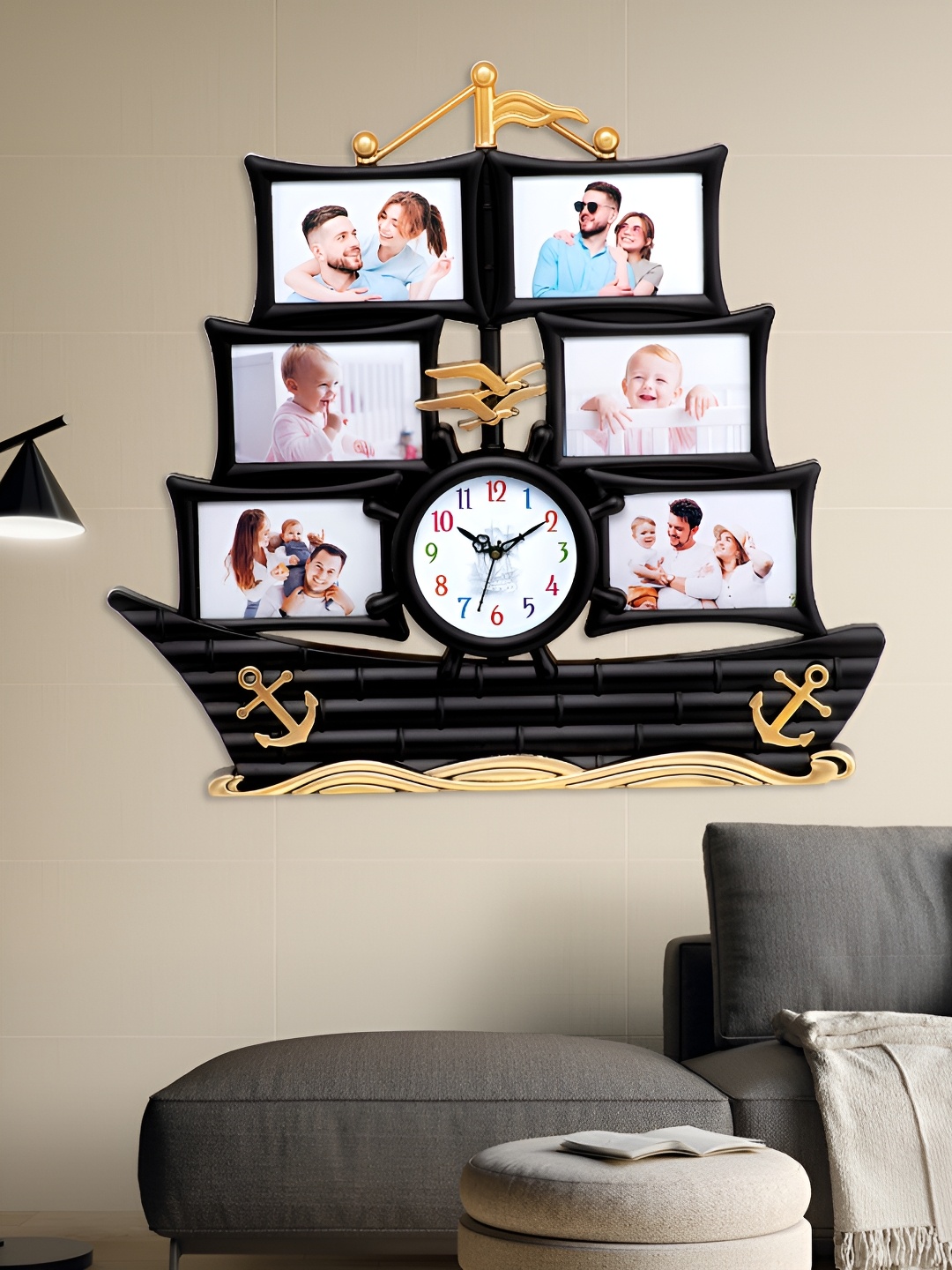 Attractionz Black Round Contemporary Analogue Wall Clock