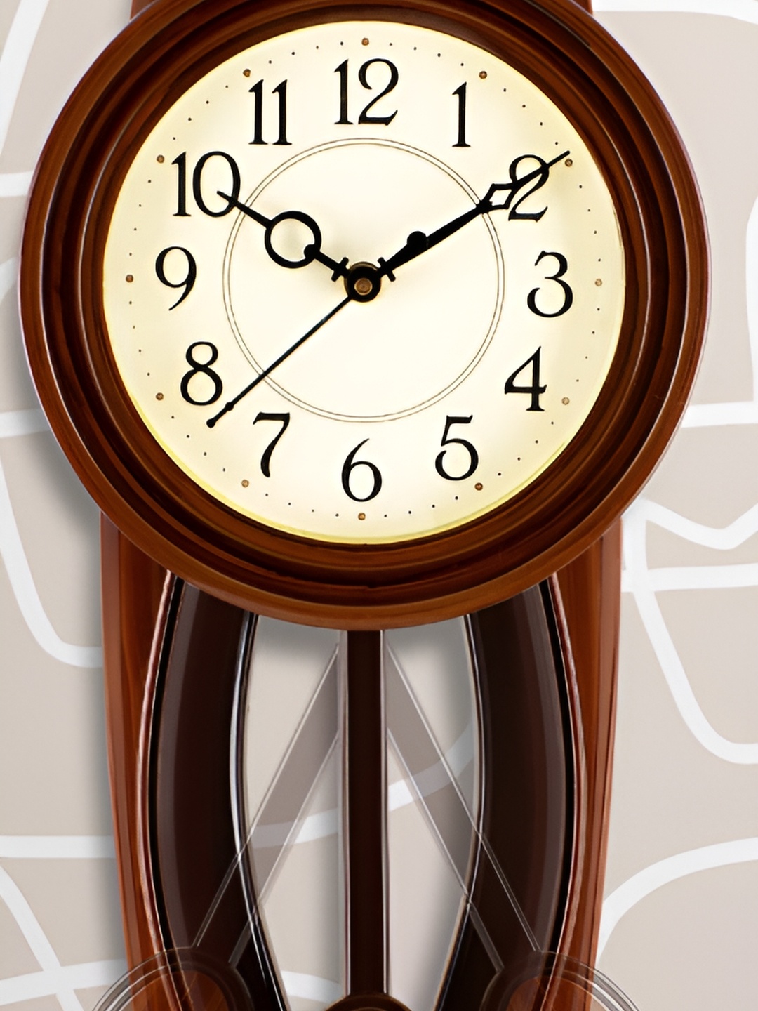 Attractionz Brown & White Round Analogue Pendulum Contemporary Clocks