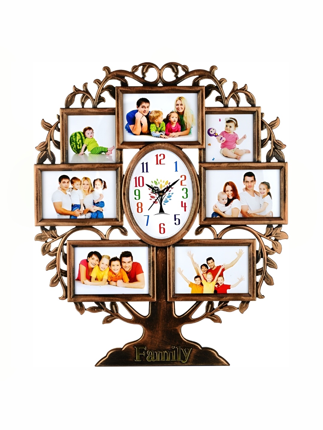 Attractionz Brown & White Textured Oval Shaped Contemporary Wall Clock