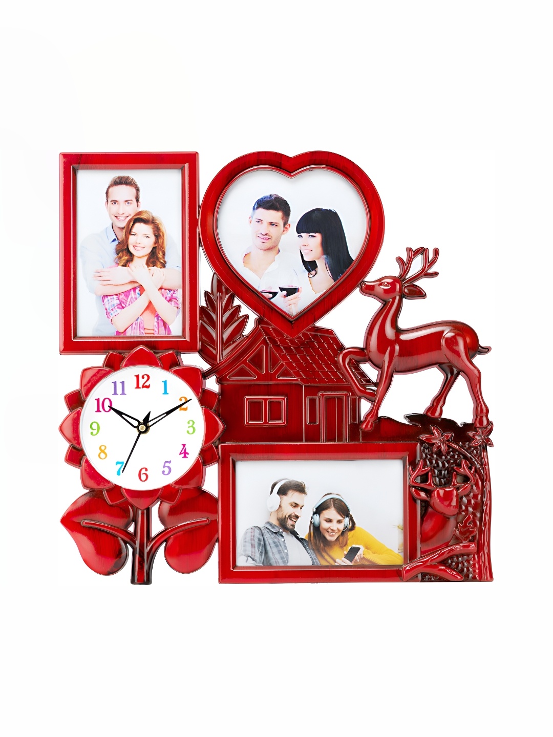 Attractionz Red and White Analogue Contemporary Wall Clock Core