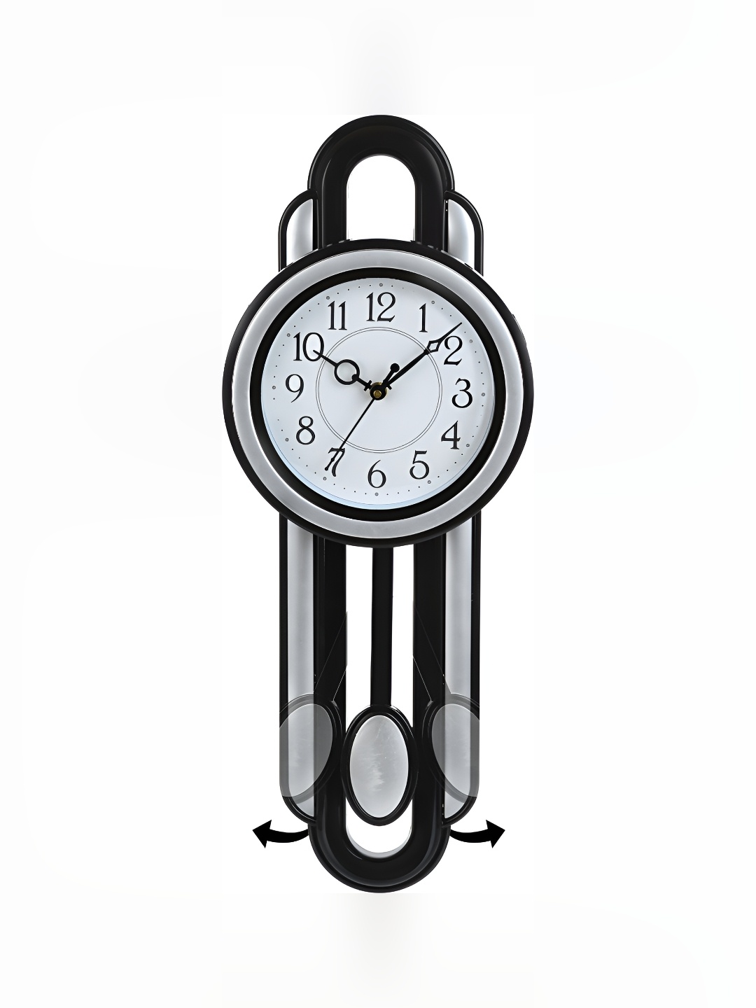 Attractionz Silver-Toned Round Pendulum Wall Clock