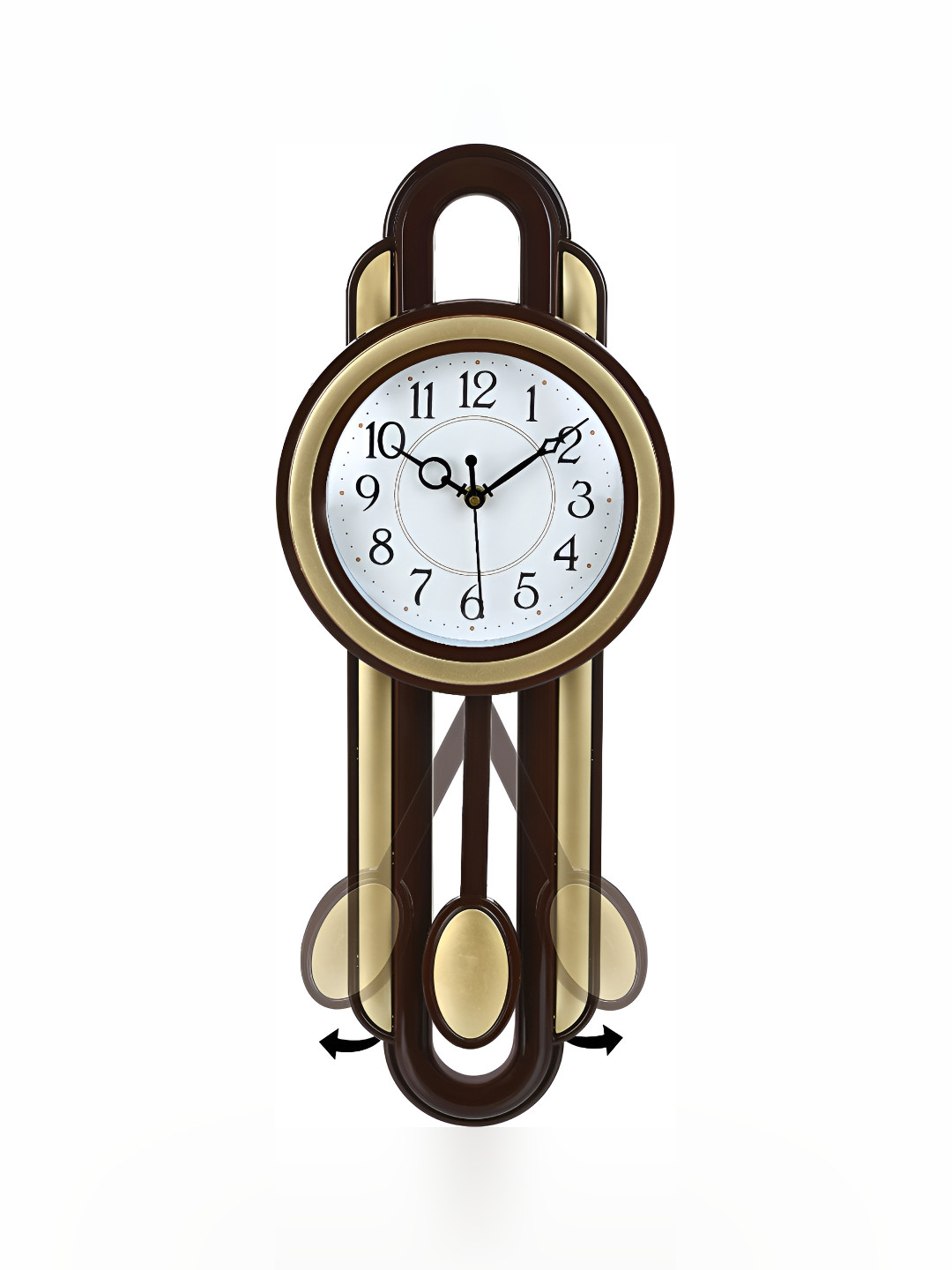 

Attractionz Gold-Toned Round Contemporary Pendulum Wall Clock