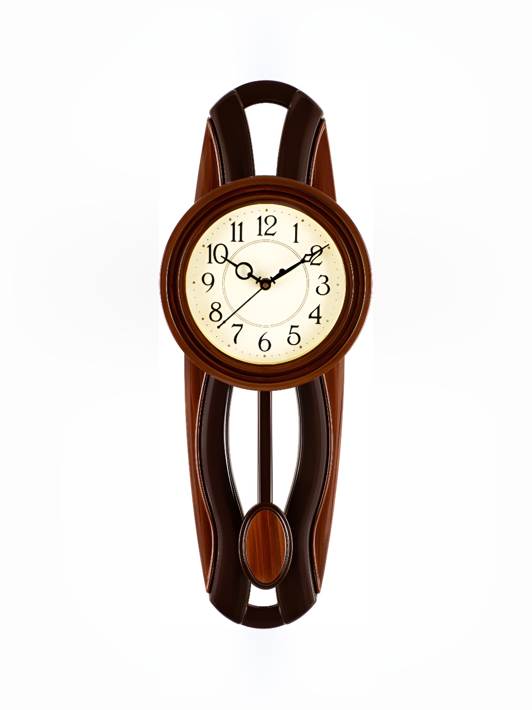 Attractionz Brown and White Round Contemporary Analogue Wall Clock