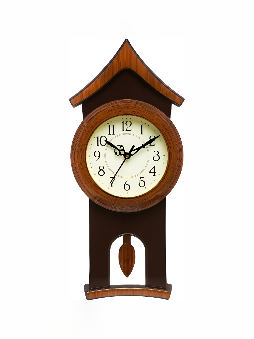 Attractionz Brown Analog Round Contemporary Pendulum Wall Clock