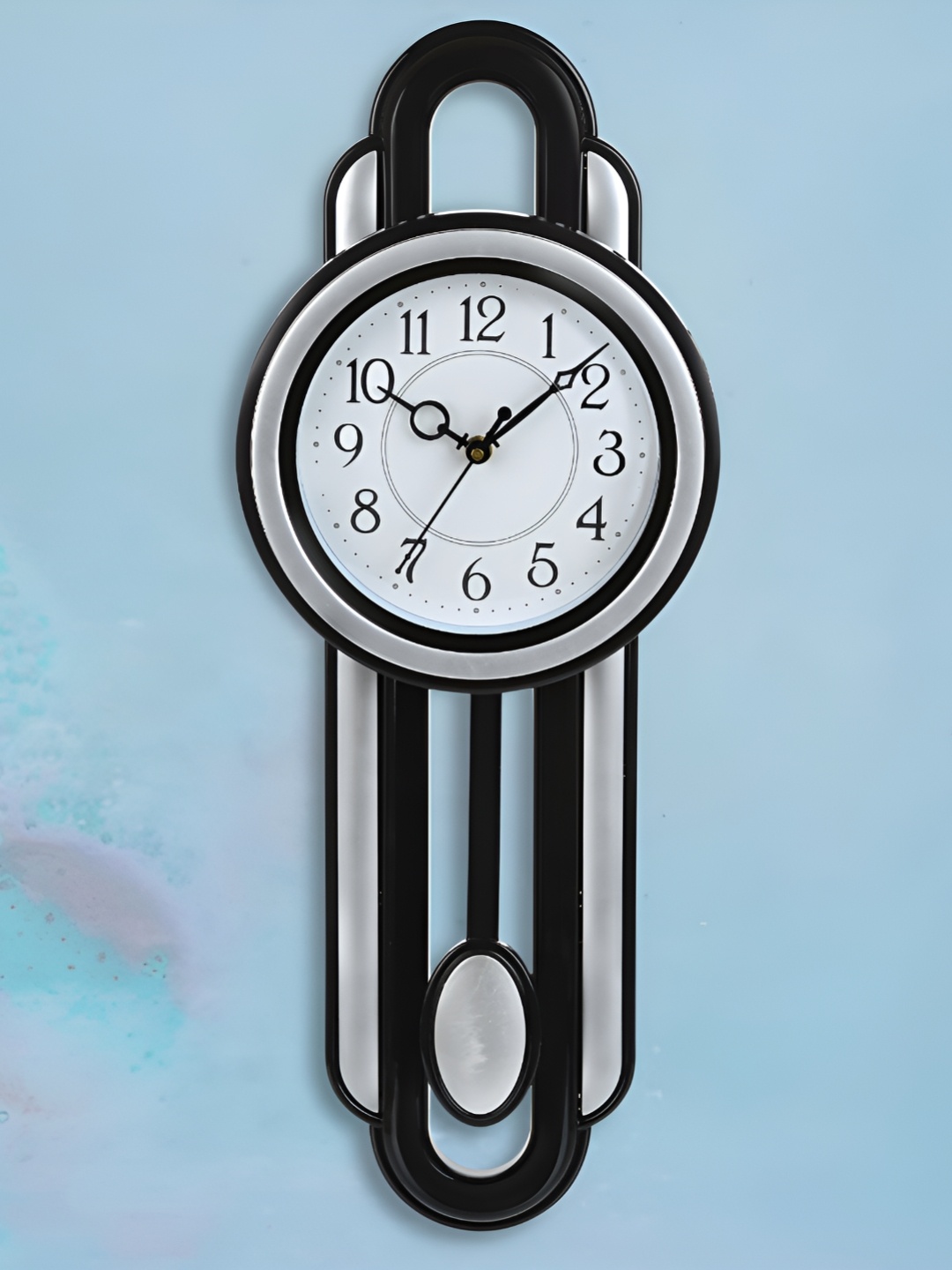 Attractionz Silver-Toned & White Round Contemporary Wall Clock
