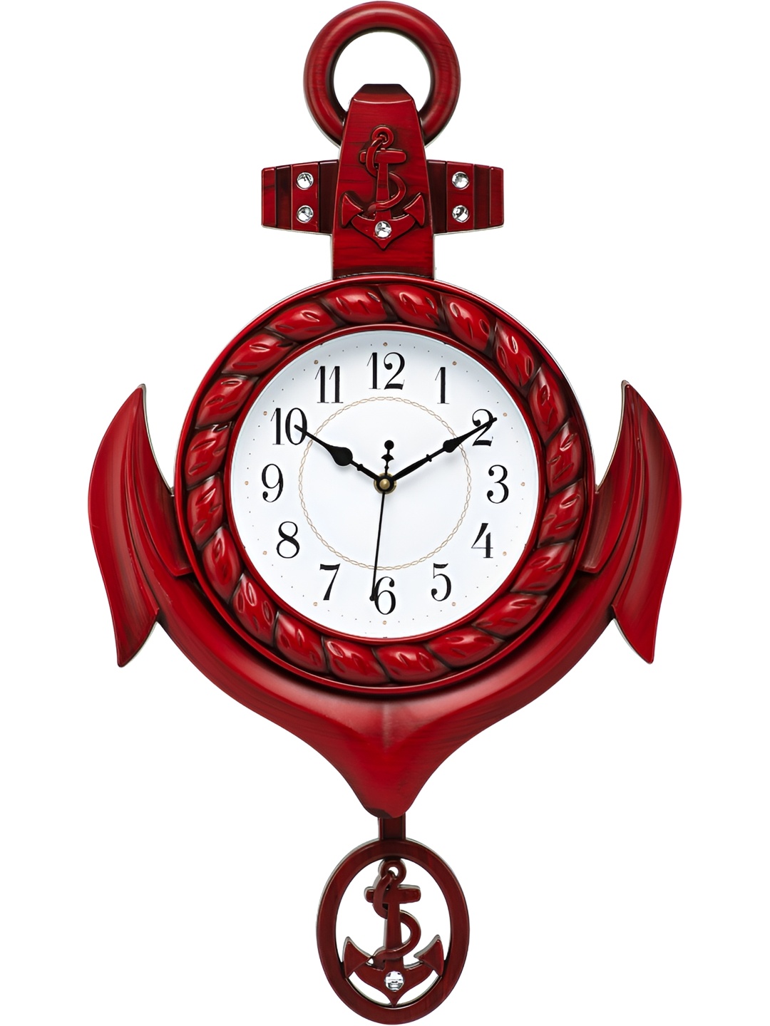 Attractionz Red & White Round Shape Contemporary Wall Clock