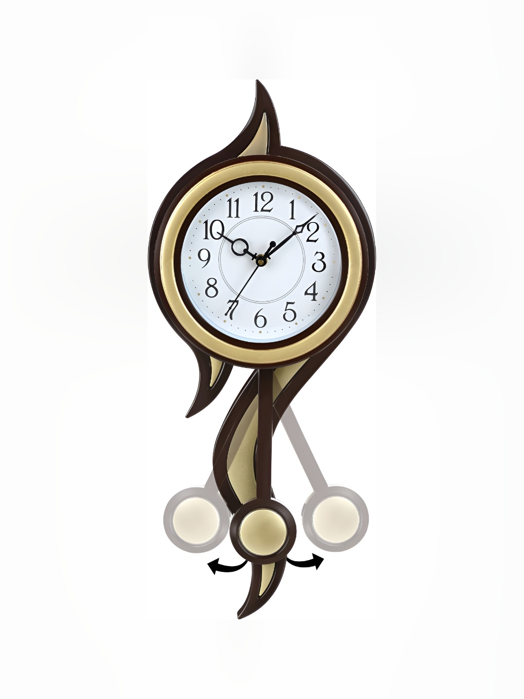 

Attractionz Gold-Toned & Brown Round Pendulum Analogue Contemporary Wall Clock
