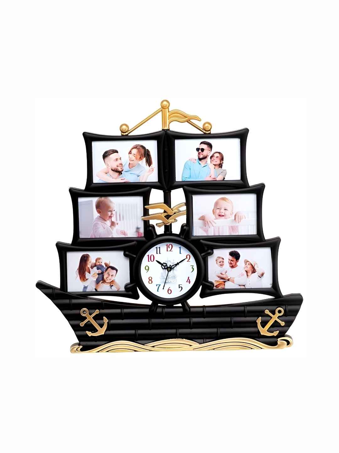 Attractionz Black & White Textured Round Shaped Contemporary Wall Clock