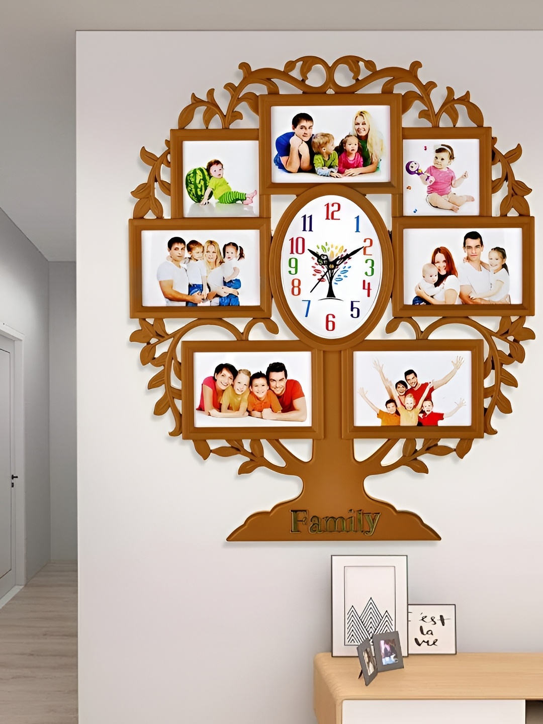 Attractionz Beige & White Oval Textured Contemporary Wall Clock