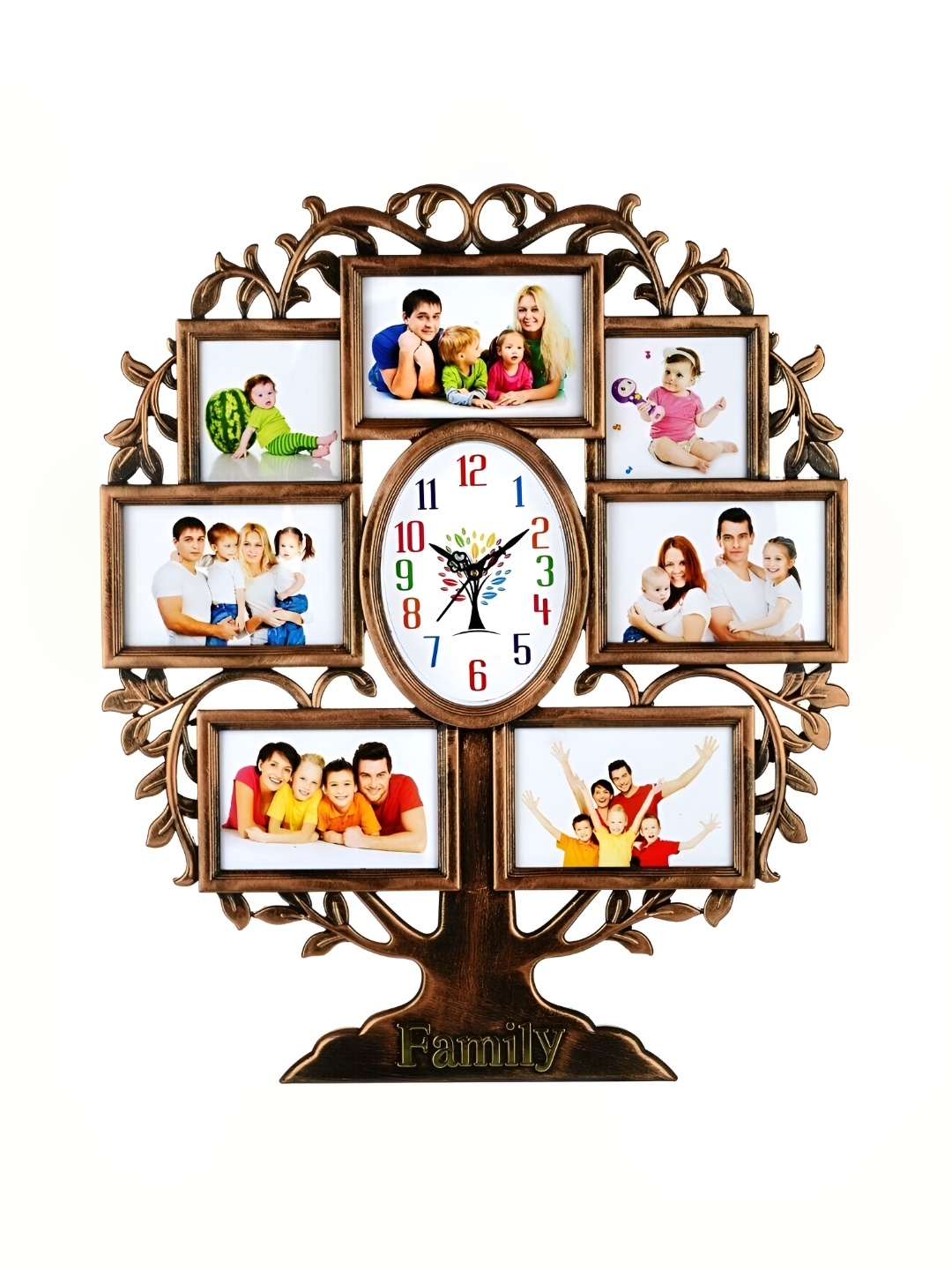 Attractionz Brown & White Oval Textured Contemporary Wall Clock