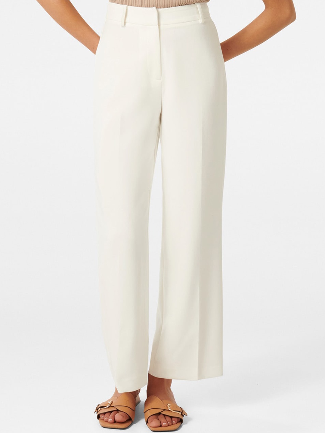 

Forever New Women Relaxed Straight Leg Straight Fit High-Rise Parallel Trousers, White