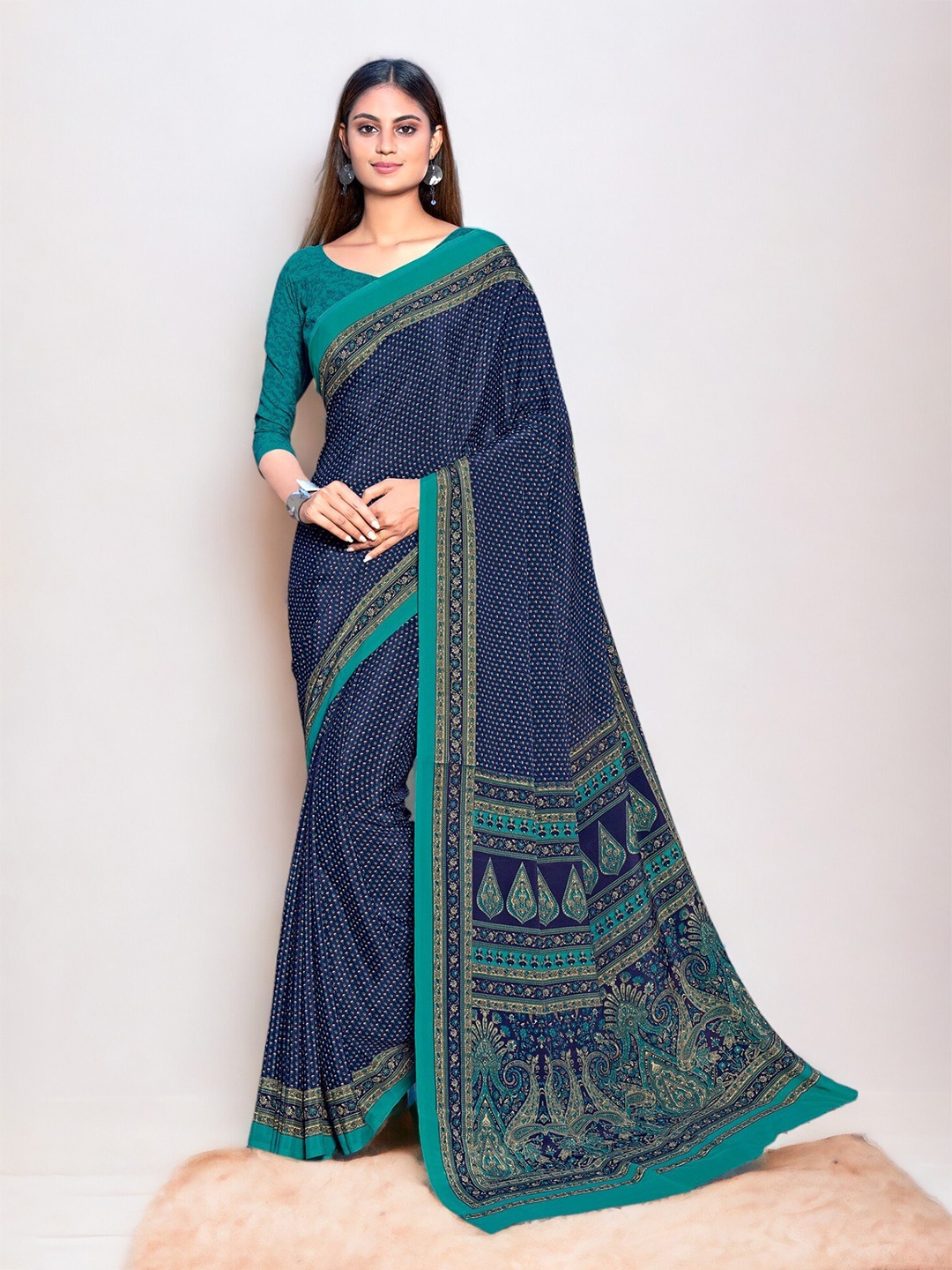 

Vipra Designer Ethnic Motifs Printed Saree, Blue