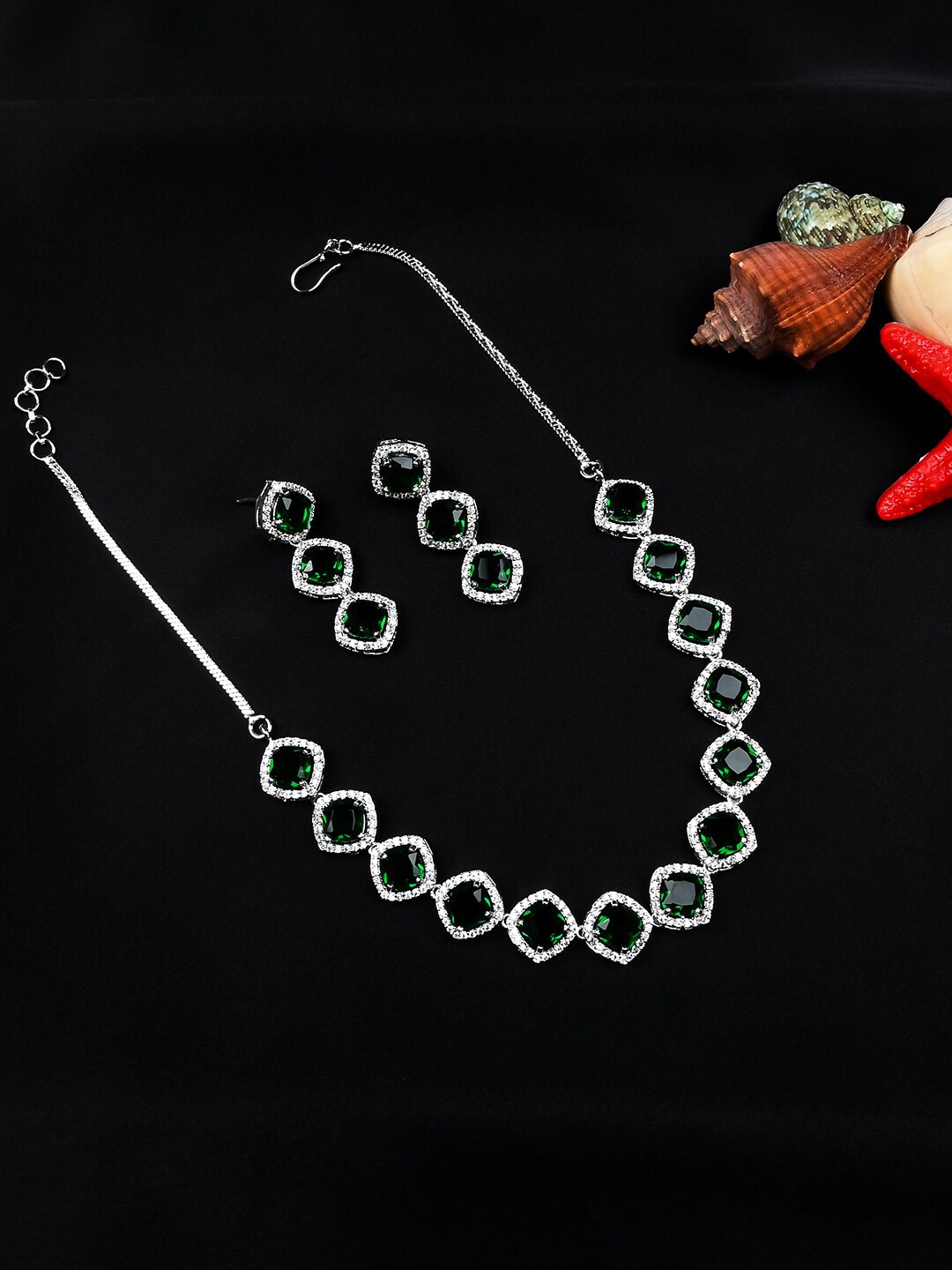 StileAdda Silver-Plated AD-Studded Jewellery Set