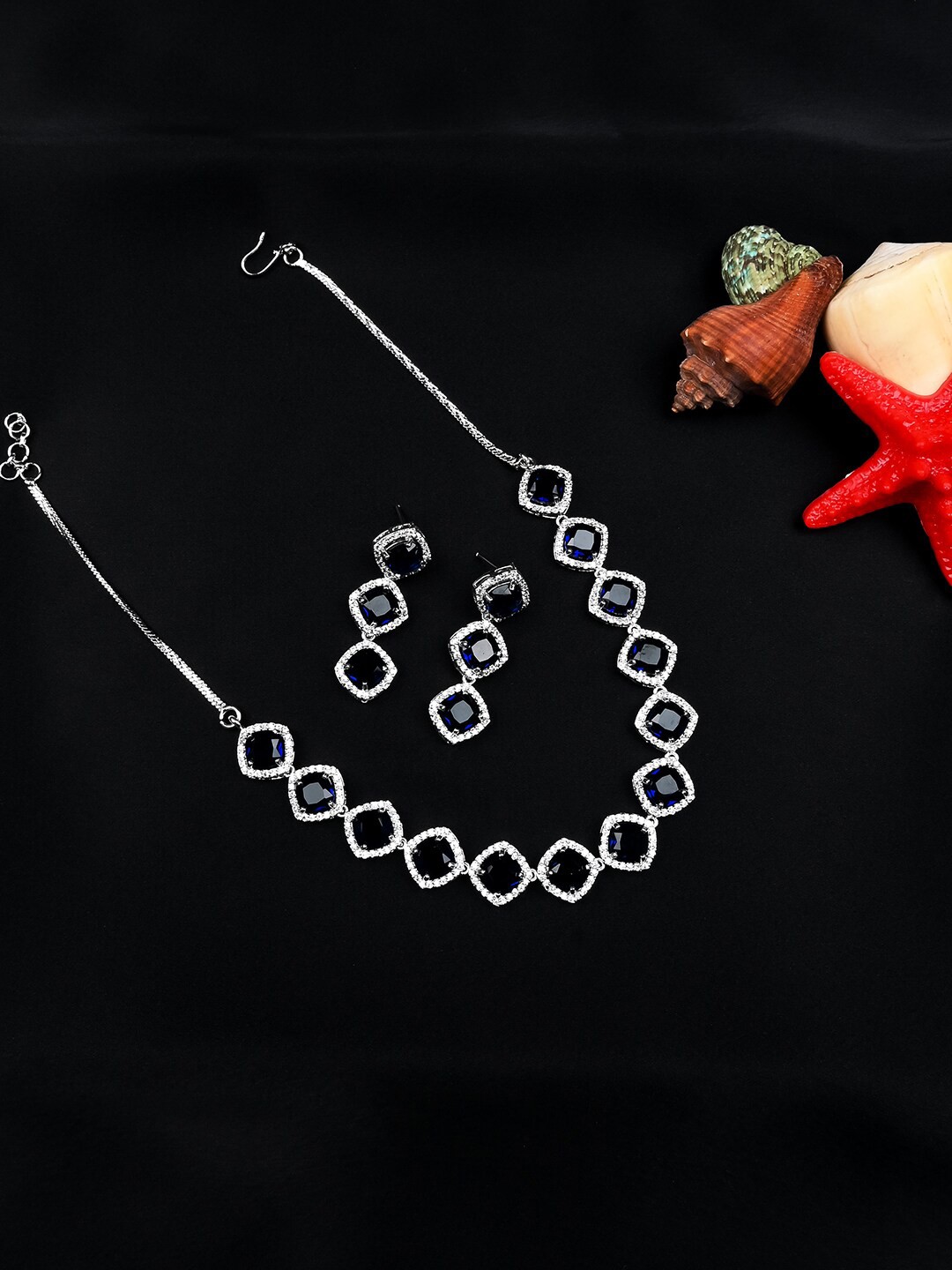 

StileAdda Silver Plated AD Studded Jewellery Set