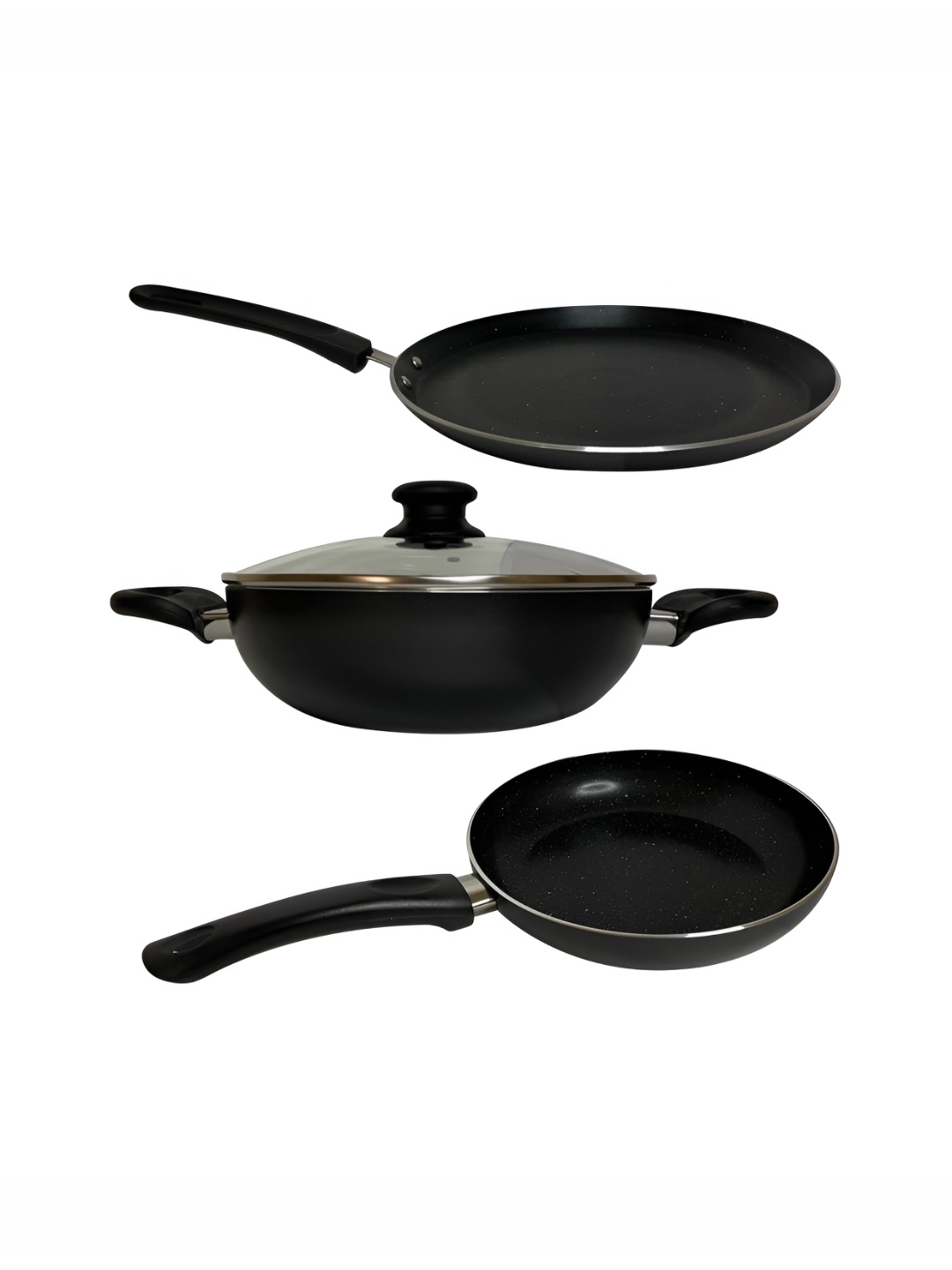 

USHA SHRIRAM Black 3 Pieces Aluminium Induction Base Cookware Set