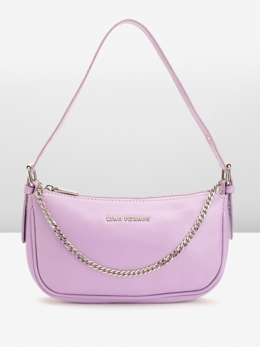 

Lino Perros Textured Structured Shoulder Bag With Chain Detail, Mauve